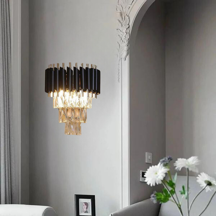 Lustre cristal ANDALUS Black + 2 Applique mural