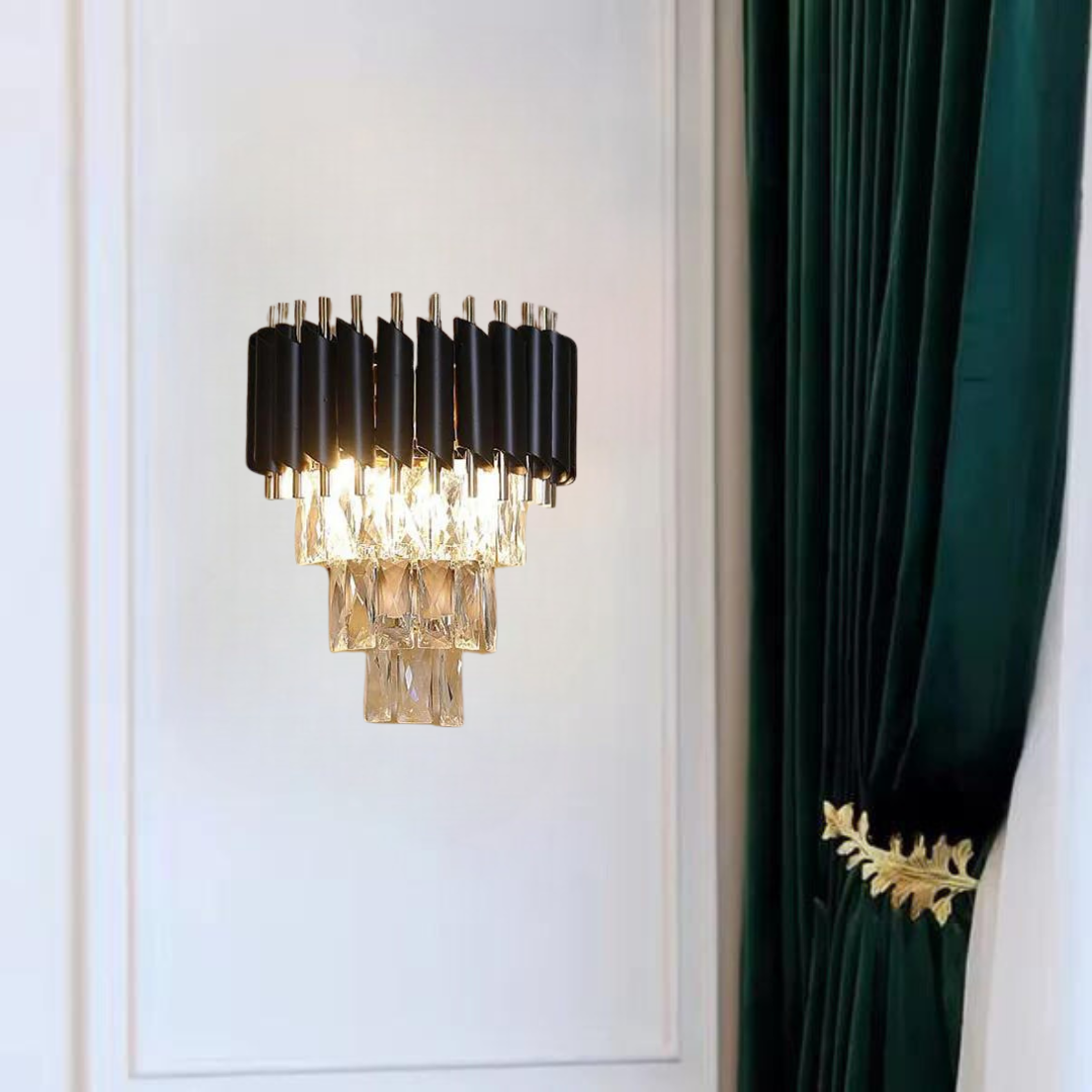 Lustre cristal ANDALUS Black + 2 Applique mural