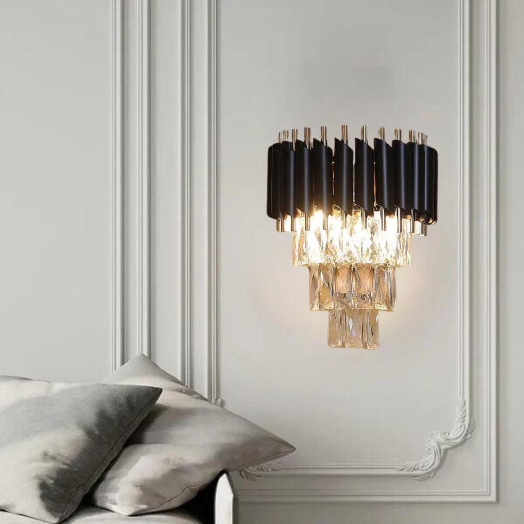 Lustre cristal ANDALUS Black + 2 Applique mural