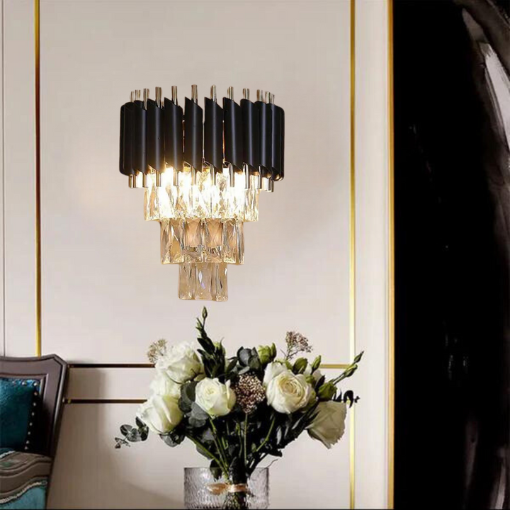 Lustre cristal ANDALUS Black + 2 Applique mural