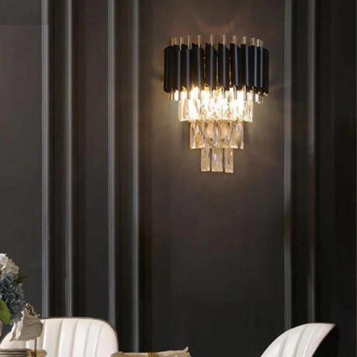 Lustre cristal ANDALUS Black + 2 Applique mural