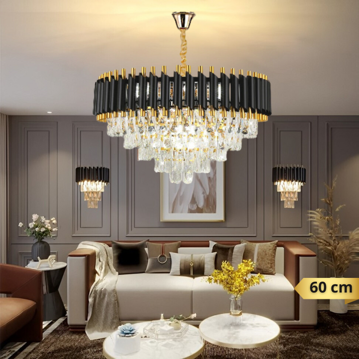 Lustre cristal ANDALUS Black + 2 Applique mural