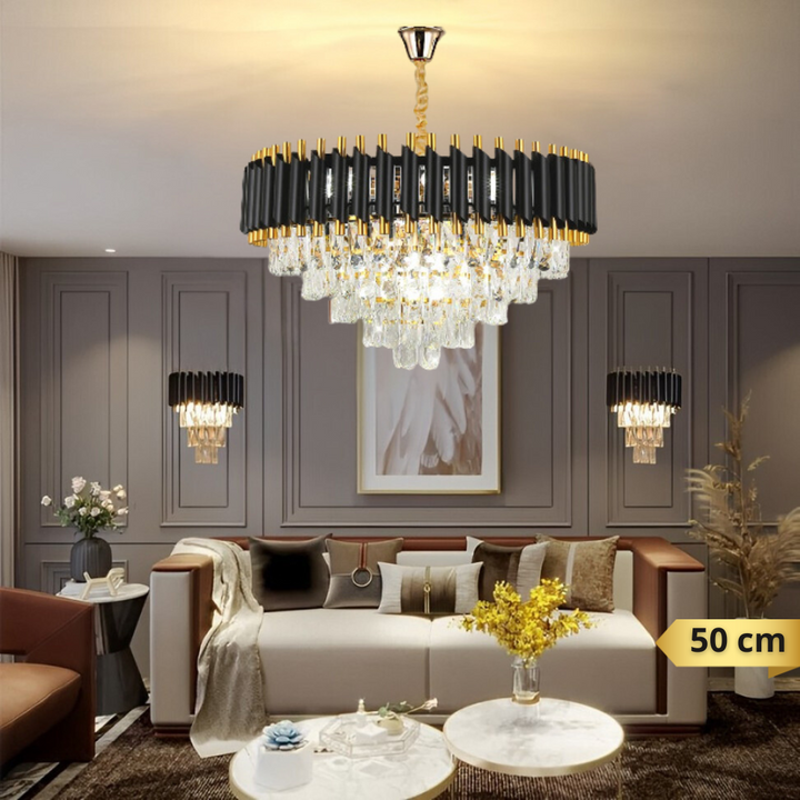 Lustre cristal ANDALUS Black + 2 Applique mural