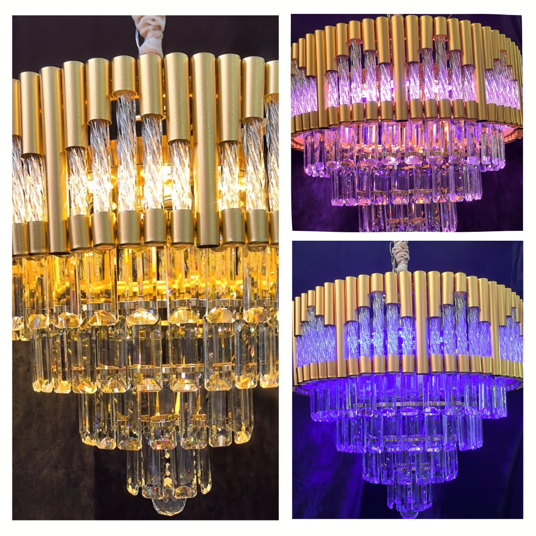 Lustre Agdal en Cristal Dorée 3 Couleur TR059