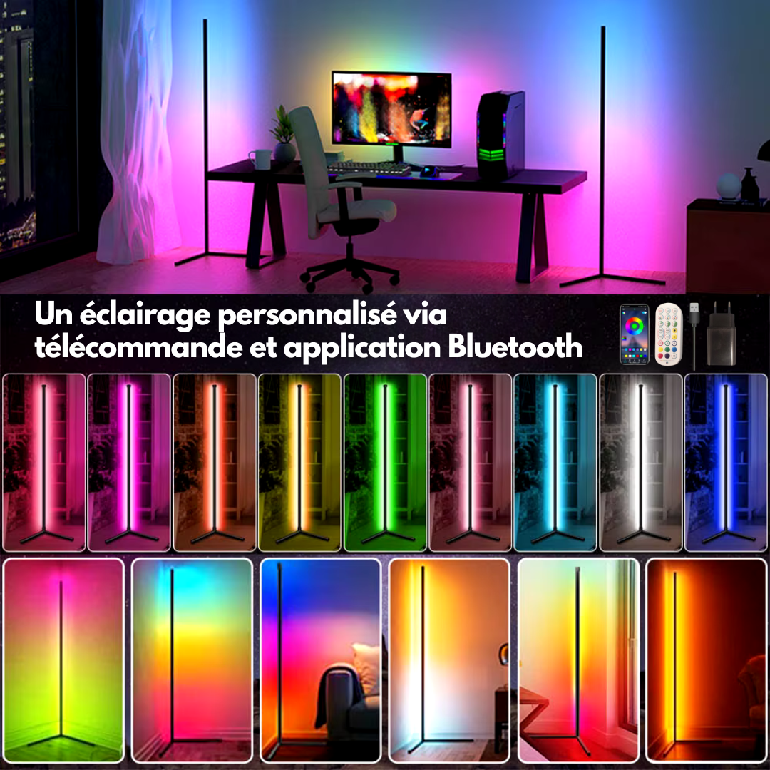 Lampe d'angle Led intelligent RGB avec télécommande et Application Bluetooth LD006