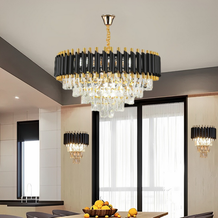 Lustre cristal ANDALUS Black + 2 Applique mural