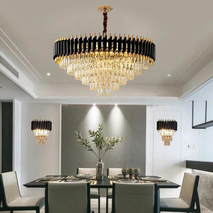 Lustre cristal ANDALUS Black + 2 Applique mural