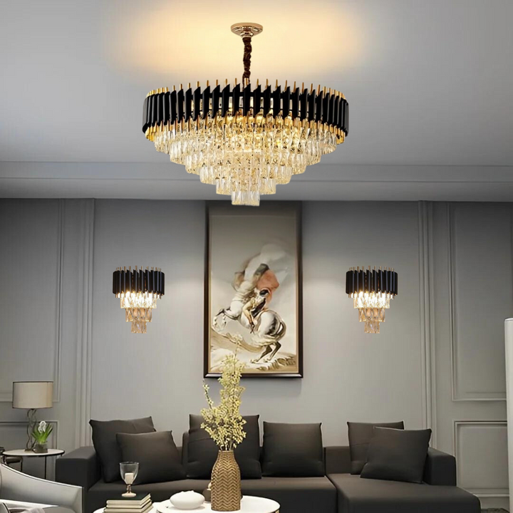 Lustre cristal ANDALUS Black + 2 Applique mural