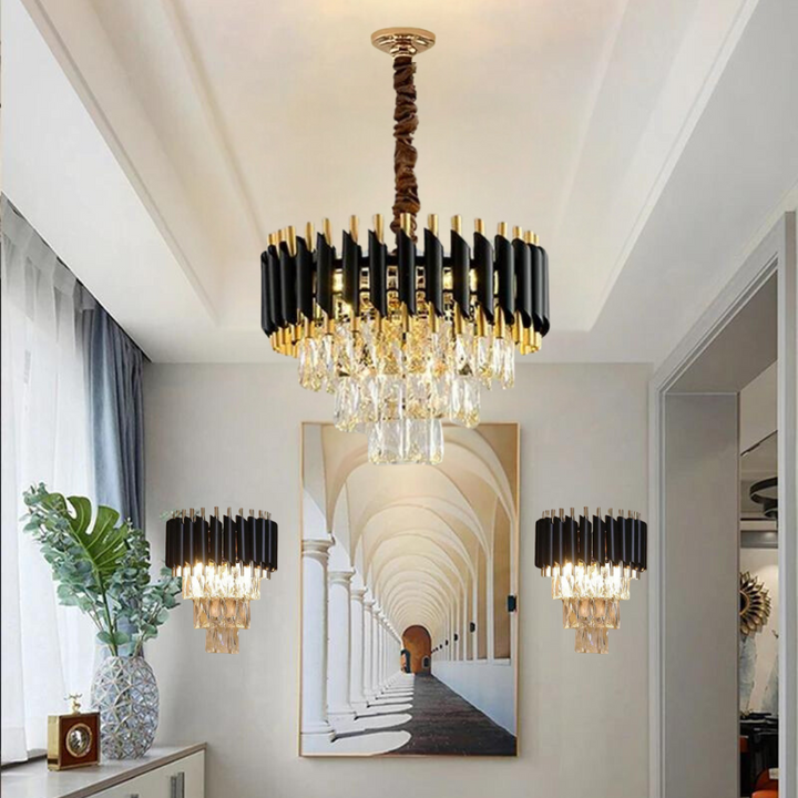 Lustre cristal ANDALUS Black + 2 Applique mural