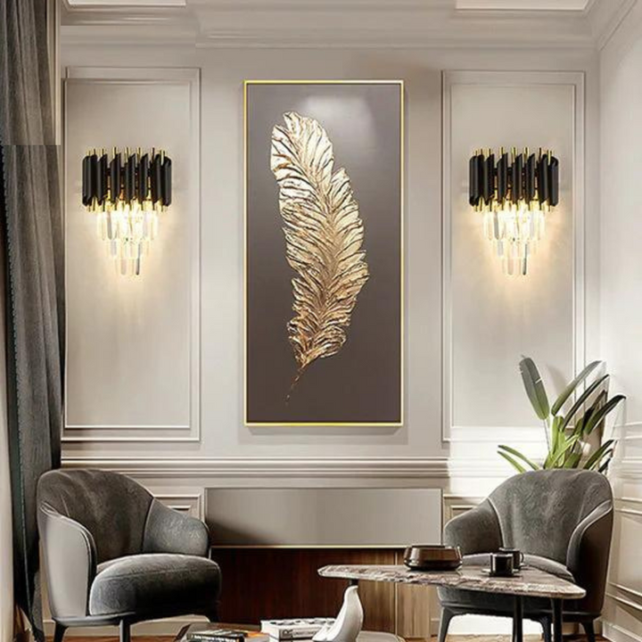 Lustre cristal ANDALUS Black + 2 Applique mural