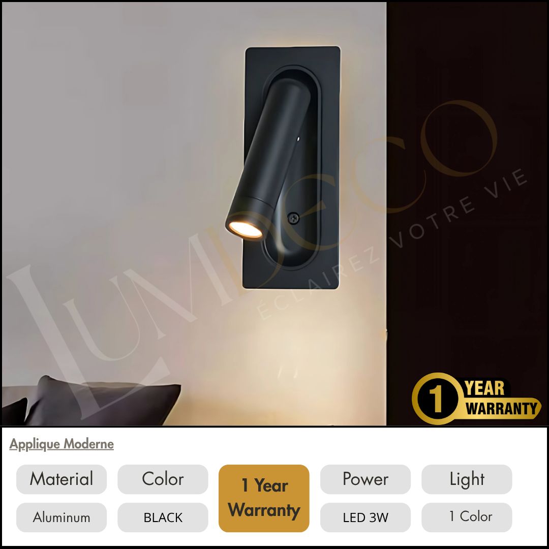 Applique Murale LISEUSE LECTRA Noir - AP082