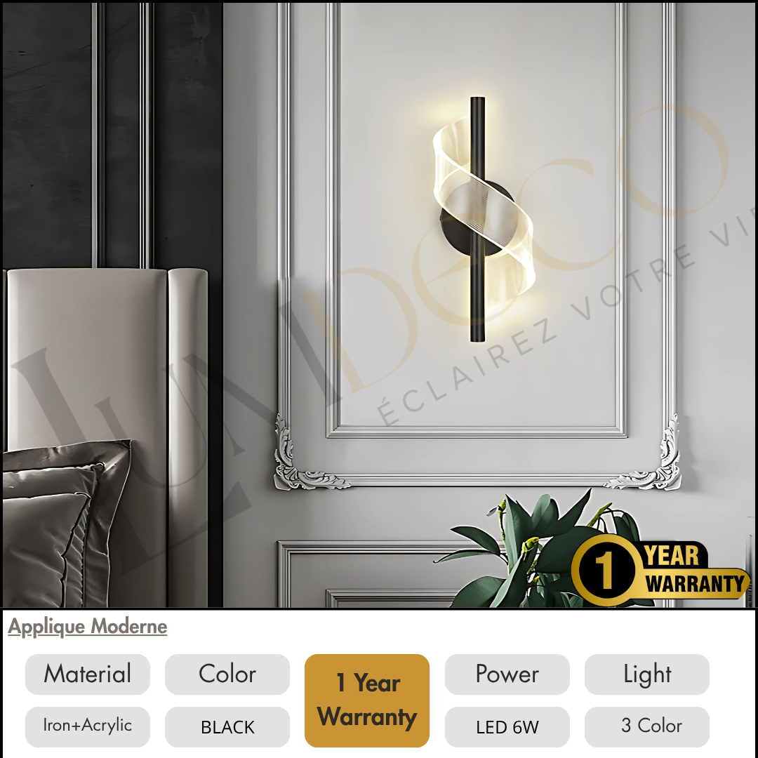 Applique Murale TWISTY Noir- AP091