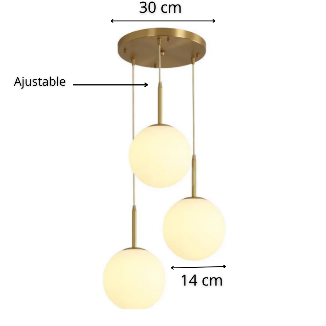 Suspension moderne en verre triple lumières