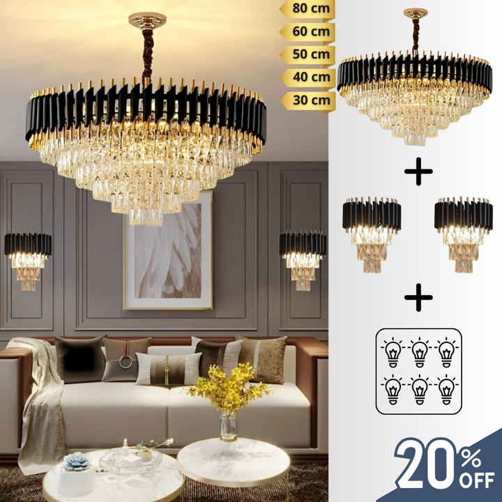 Lustre cristal ANDALUS Black + 2 Applique mural