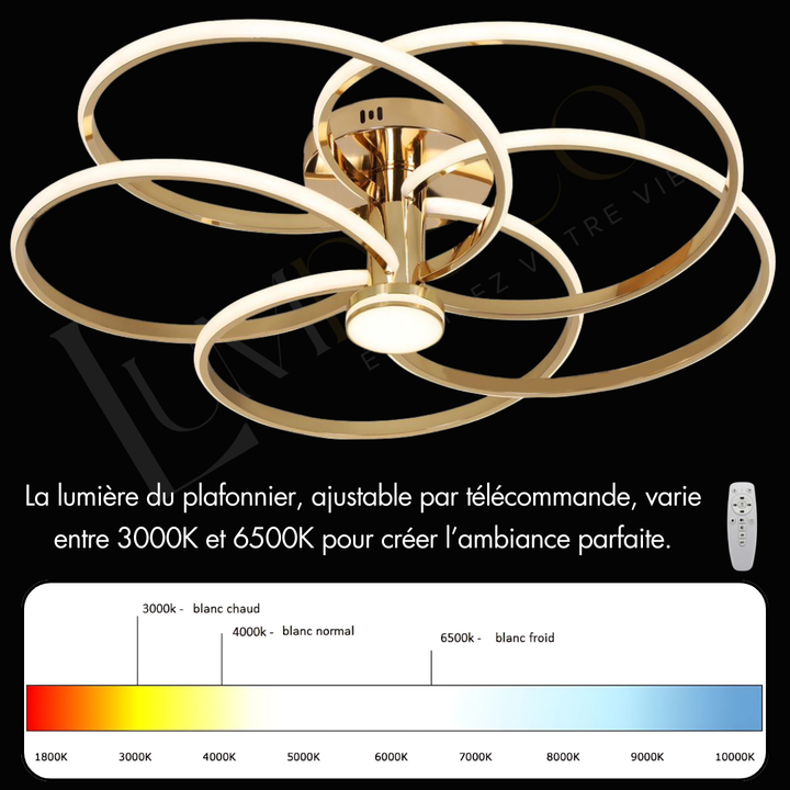 Plafonnier Galaxie Dorée Avec Telecommande PL013