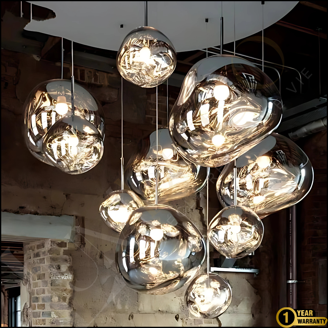 Suspension Magma Glass Silver
