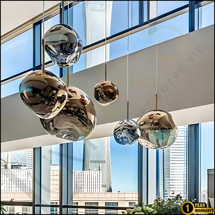 Suspension Magma Glass Silver