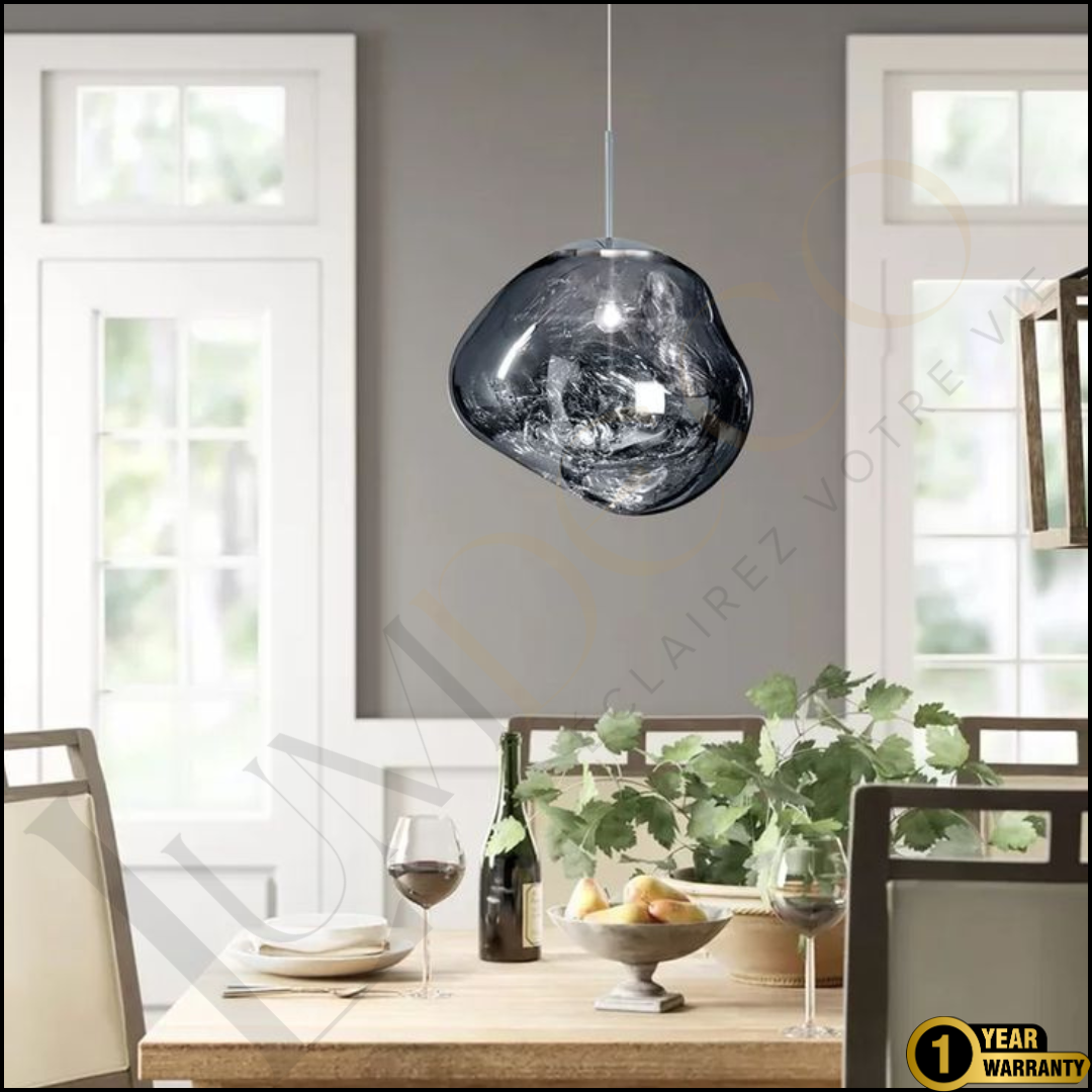 Suspension Magma Glass Gris Noir