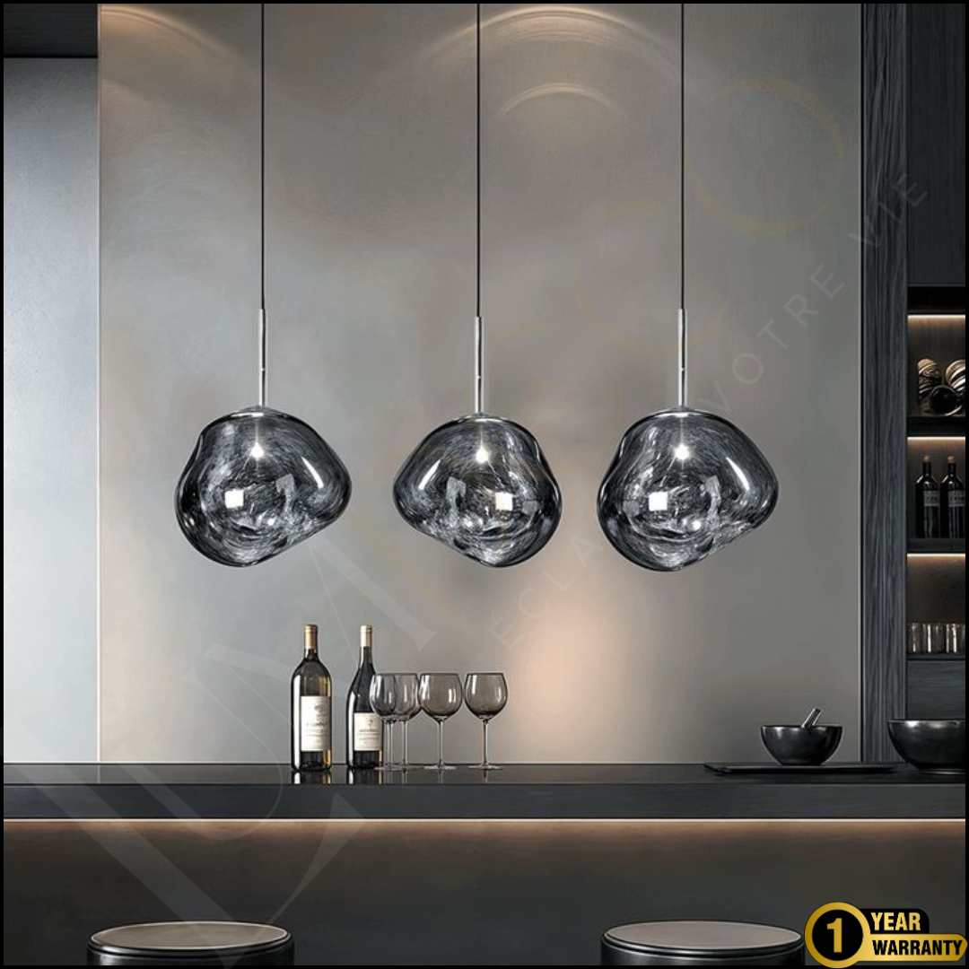 Suspension Magma Glass Gris Noir