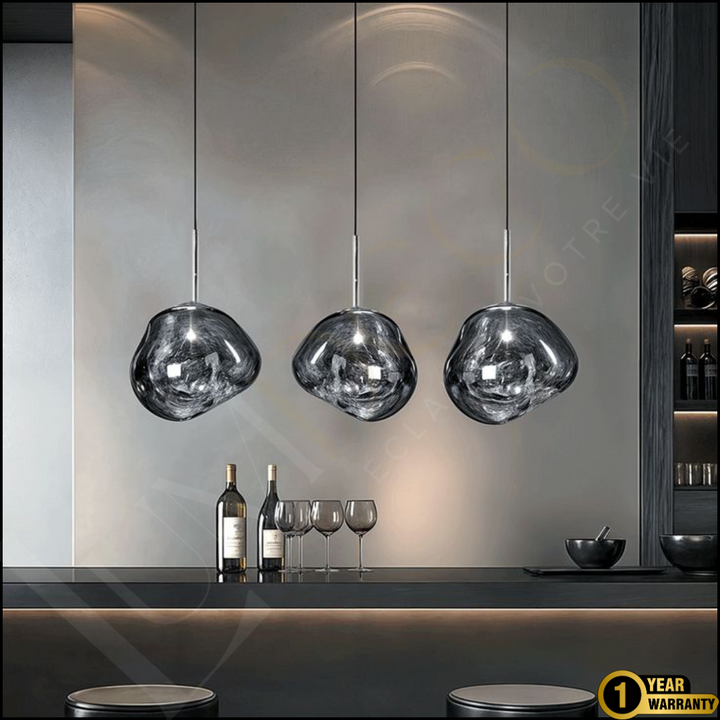 Suspension Magma Glass Gris Noir
