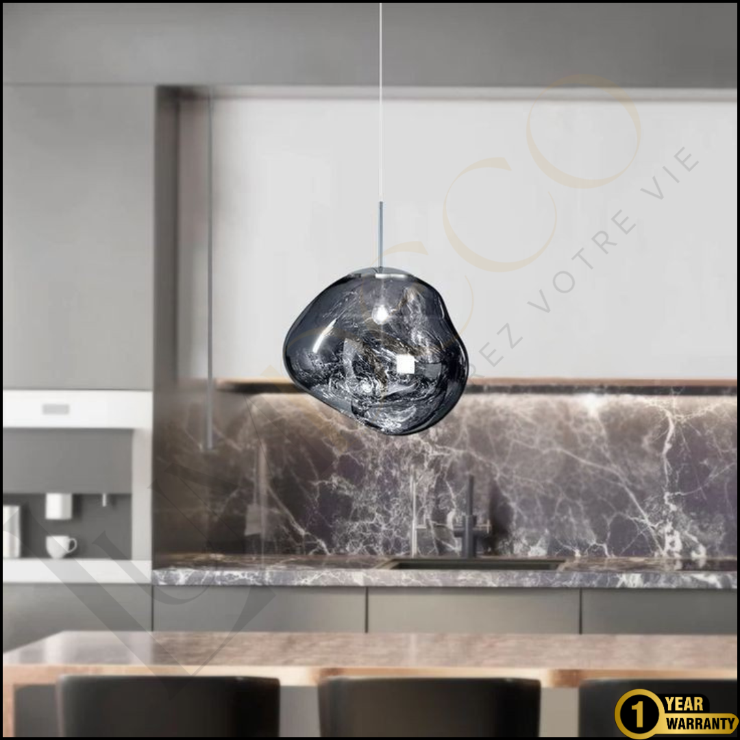 Suspension Magma Glass Gris Noir