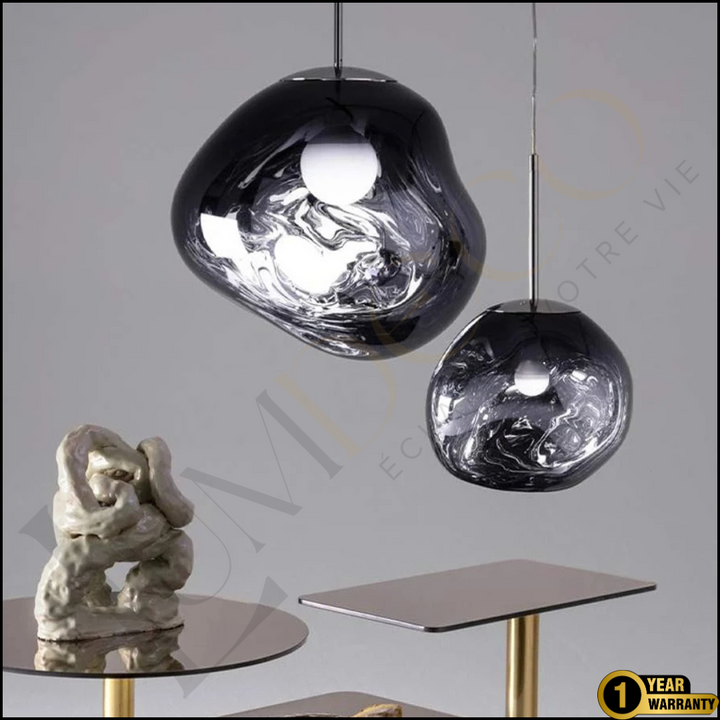 Suspension Magma Glass Gris Noir