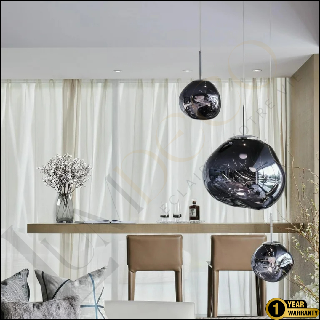 Suspension Magma Glass Gris Noir