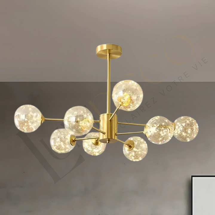 Lustre Moderne en Laiton avec Globes en Verre SS042