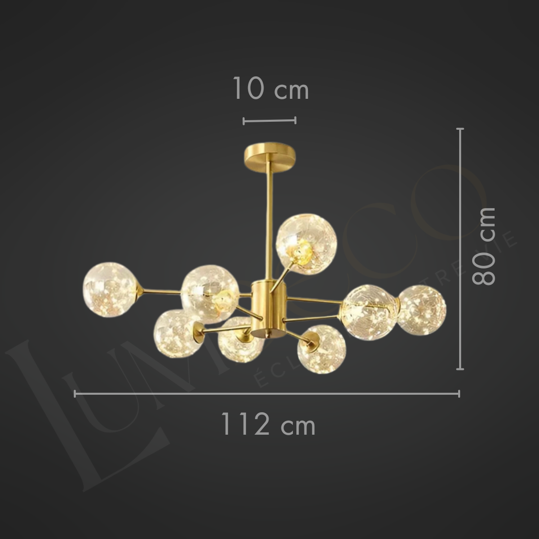 Lustre Moderne en Laiton avec Globes en Verre SS042