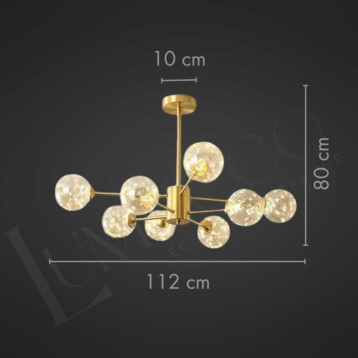 Lustre Moderne en Laiton avec Globes en Verre SS042