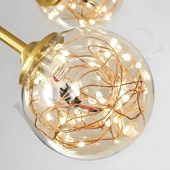 Lustre Moderne en Laiton avec Globes en Verre SS042