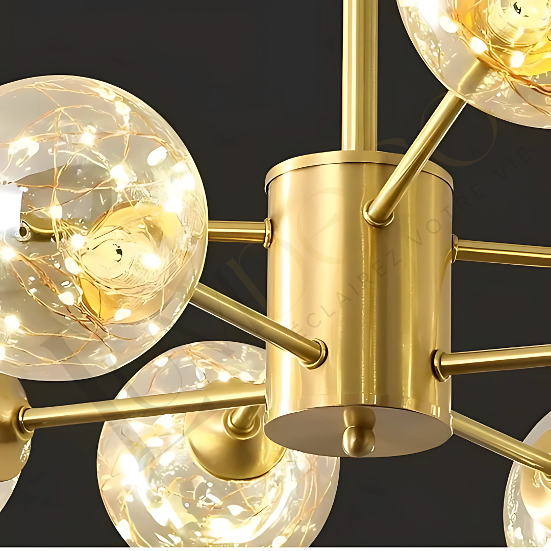 Lustre Moderne en Laiton avec Globes en Verre SS042