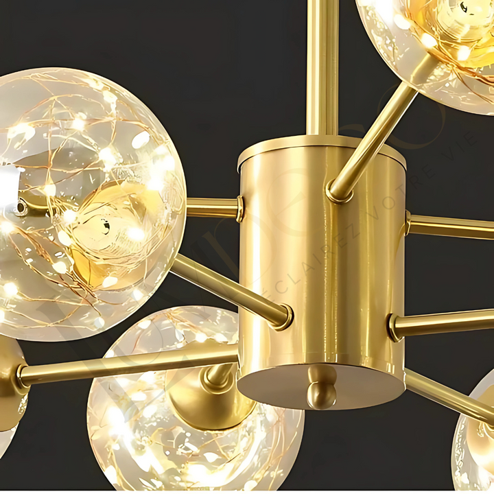 Lustre Moderne en Laiton avec Globes en Verre SS042