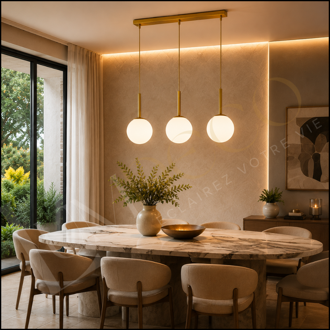 Suspension en verre triple lumières- SS015